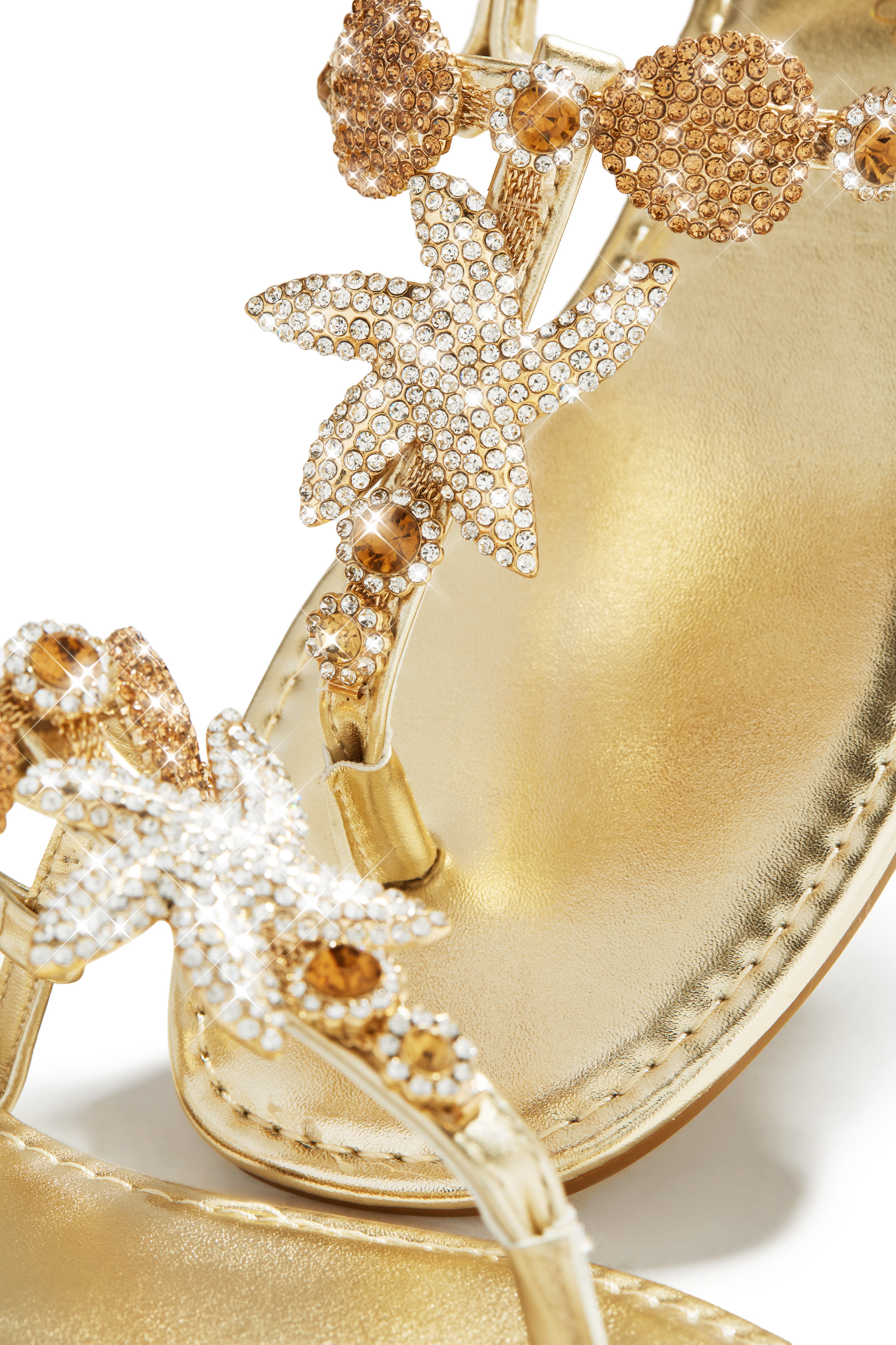 Sea Goddess Embellished Sandals - Gold-Laseno.All Rights Reserved.