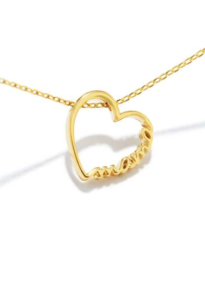 Mama Heart Pendant Necklace - Gold-Laseno.All Rights Reserved.
