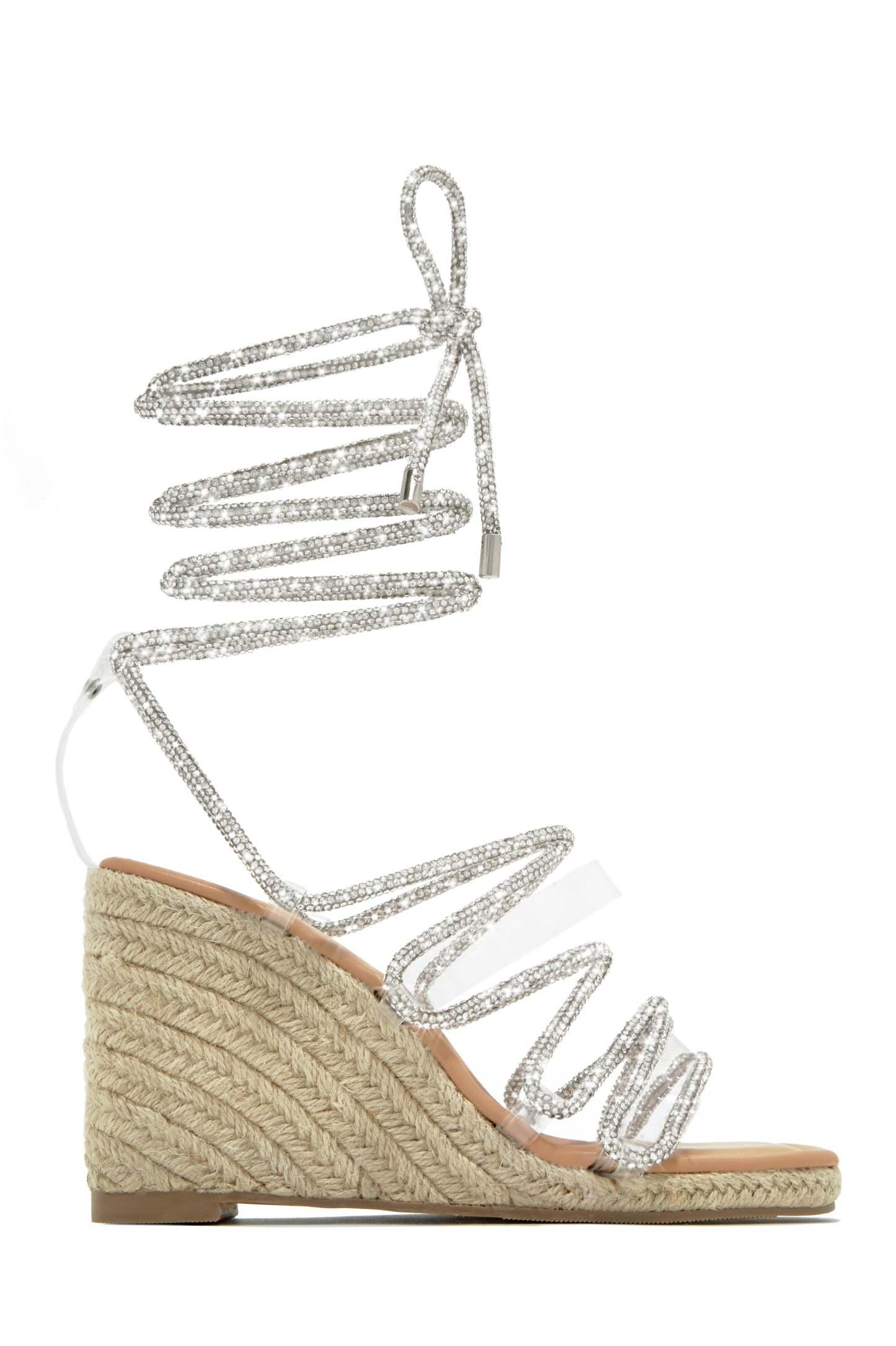 Tulum Oasis Embellished Lace Up Espadrille Wedges - Nude-Laseno.All Rights Reserved.