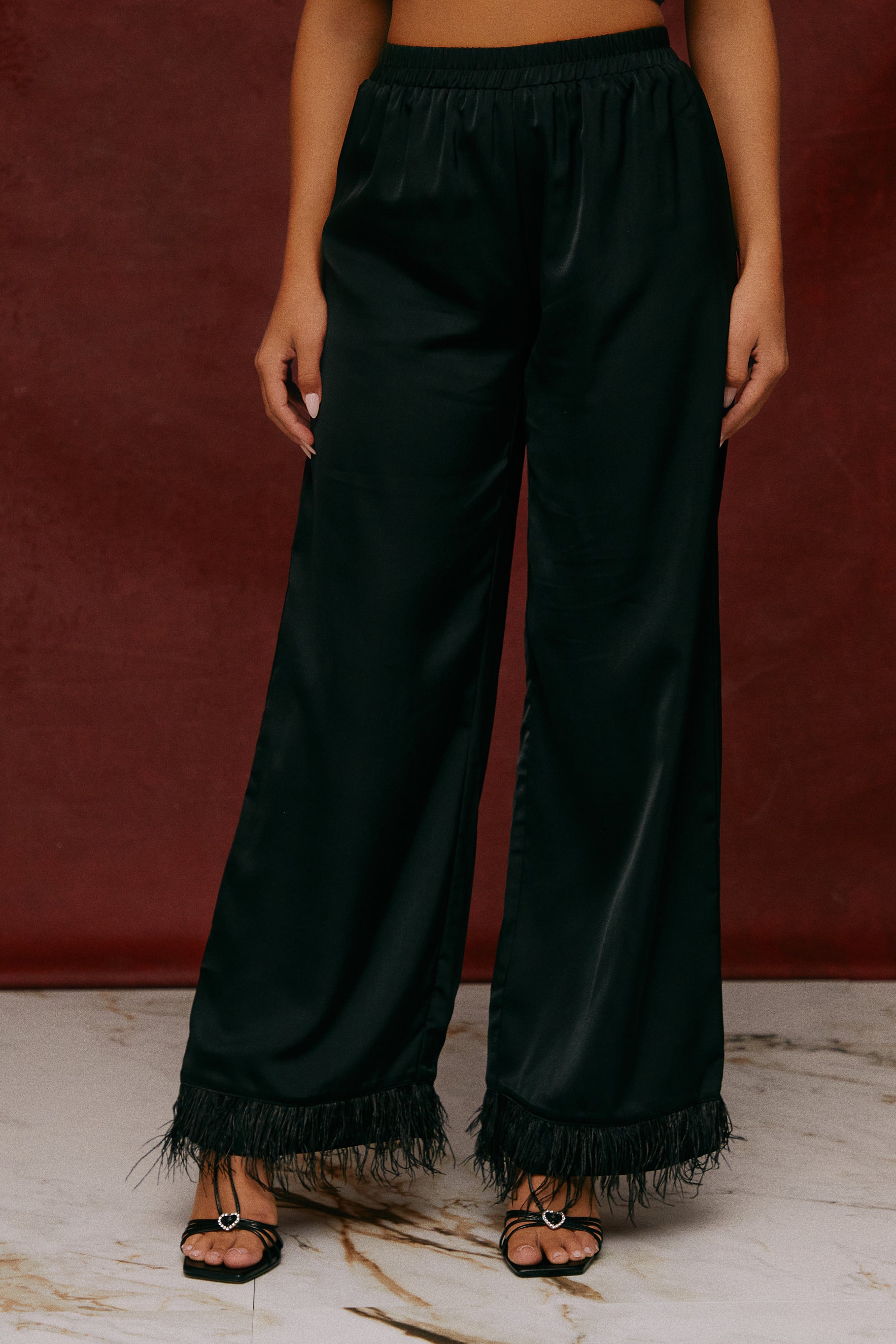 Lola Baby Two Piece Satin Pant Set - Black-Laseno.All Rights Reserved.