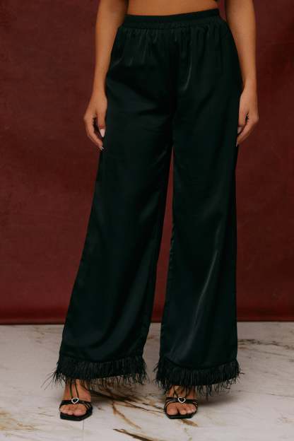 Lola Baby Two Piece Satin Pant Set - Black-Laseno.All Rights Reserved.