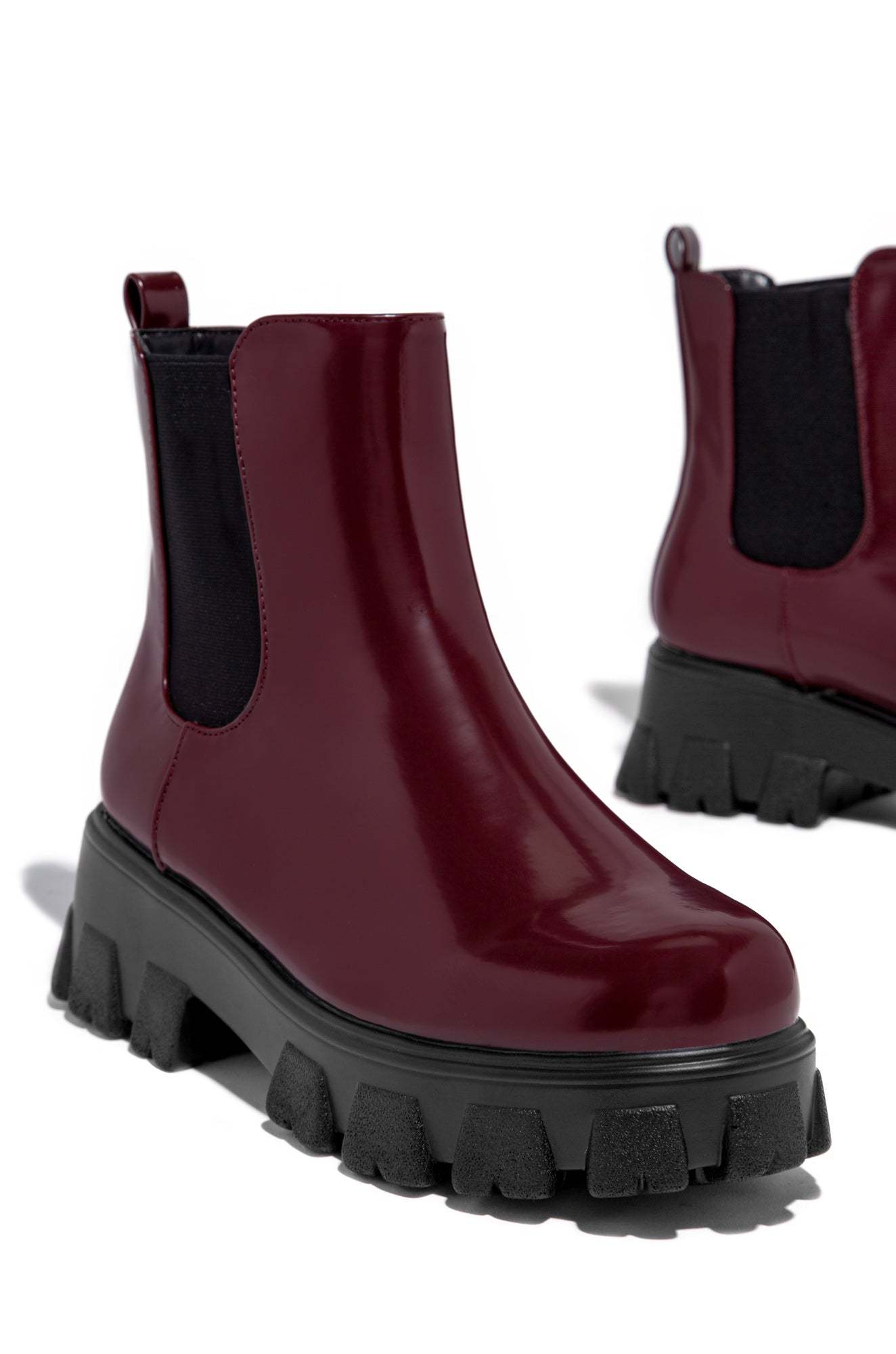 Zuzanna Combat Boots - Burgundy-Laseno.All Rights Reserved.