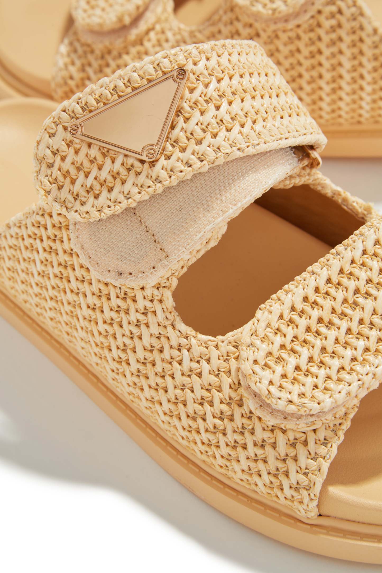 Navia Chunky Slip On Sandals - Natural-Laseno.All Rights Reserved.