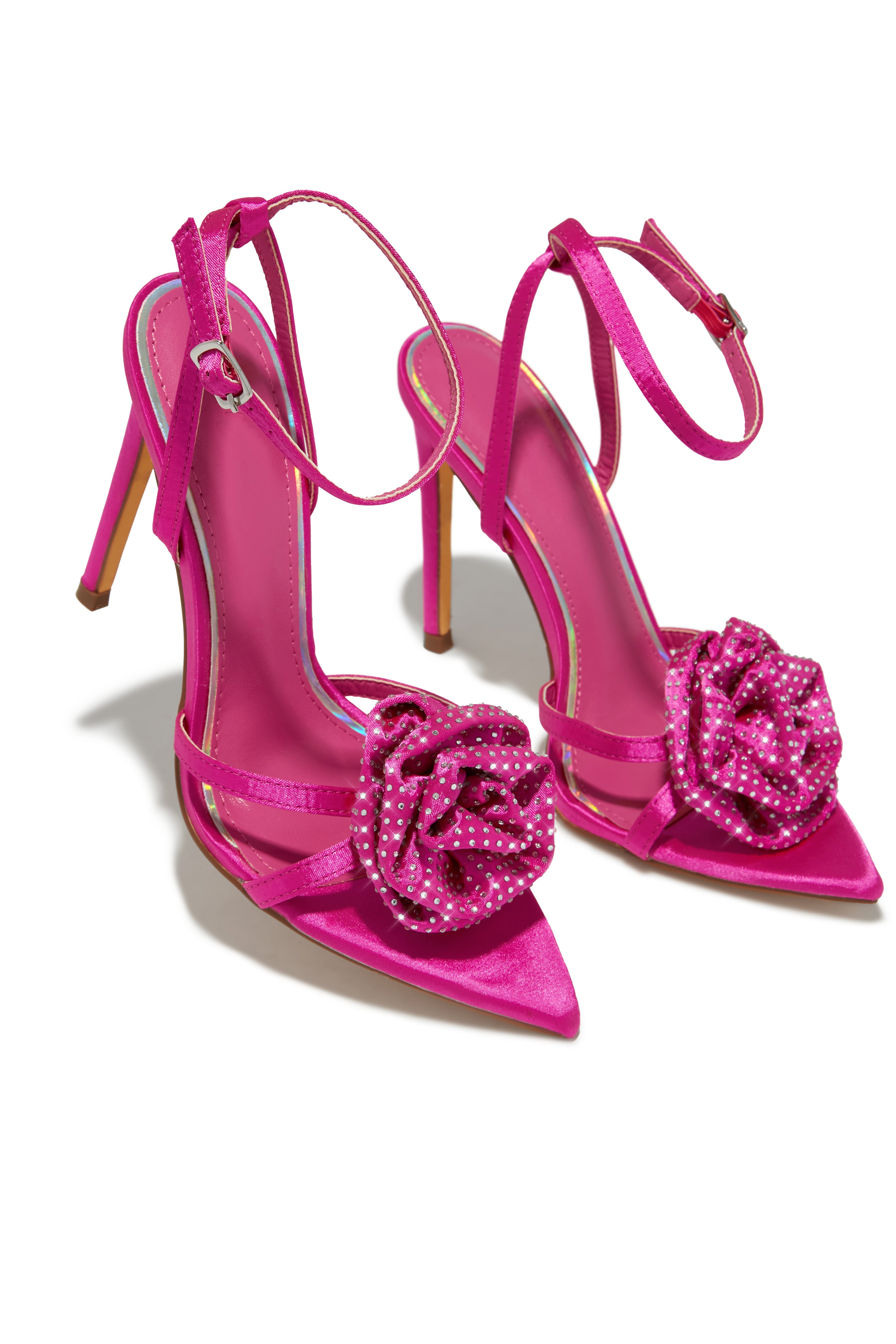 Rose Embellished Rose High Heels - Pink-Laseno.All Rights Reserved.