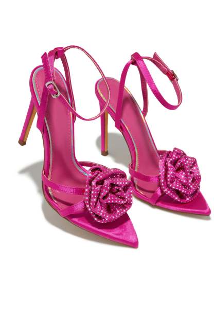 Rose Embellished Rose High Heels - Pink-Laseno.All Rights Reserved.