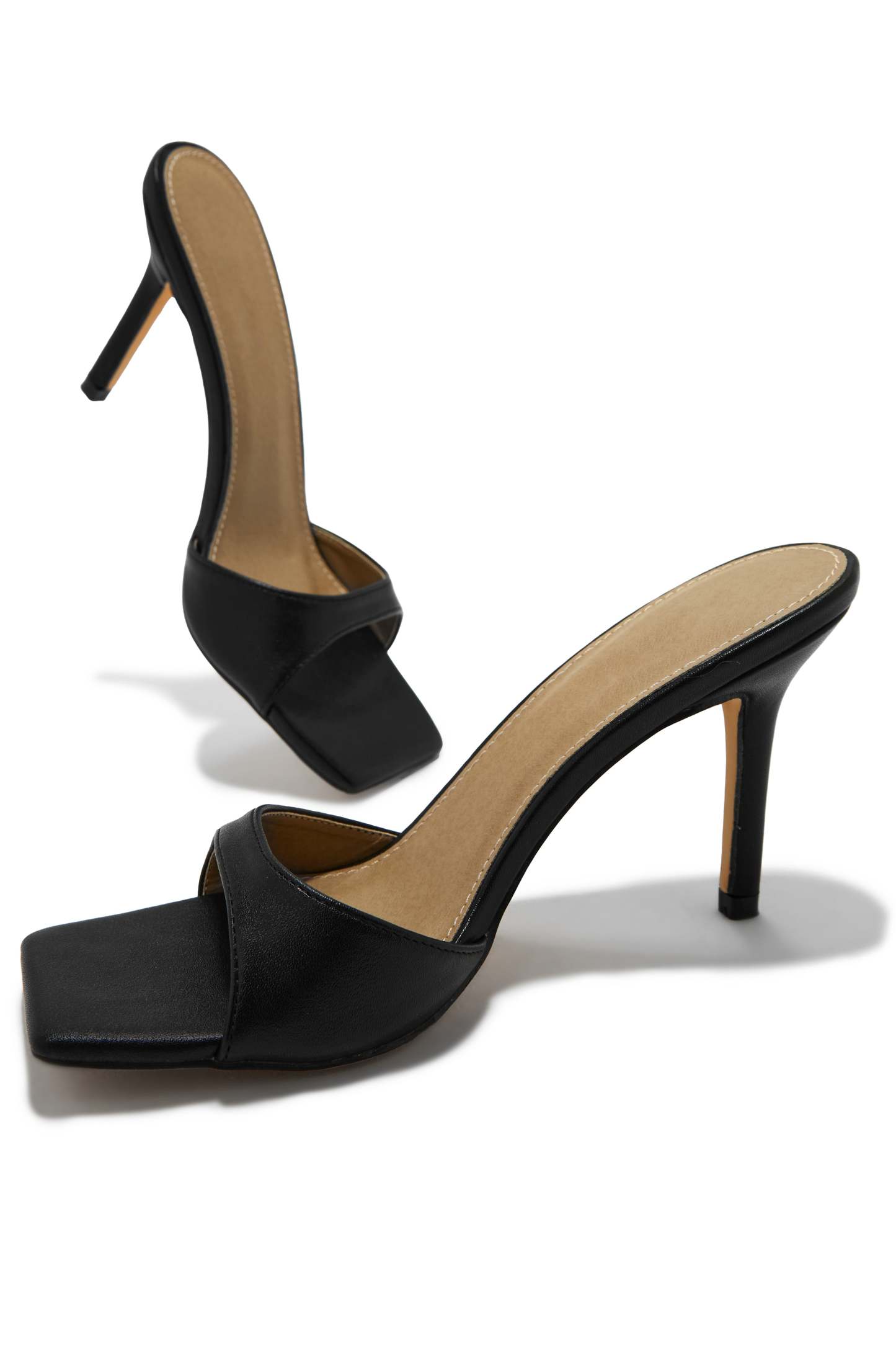 Nellie Mid Heel Mules - Black-Laseno.All Rights Reserved.
