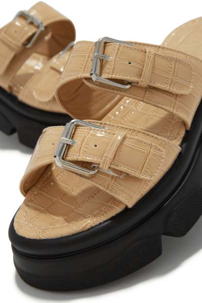 Rosaly Slip On Sandals - Nude-Laseno.All Rights Reserved.