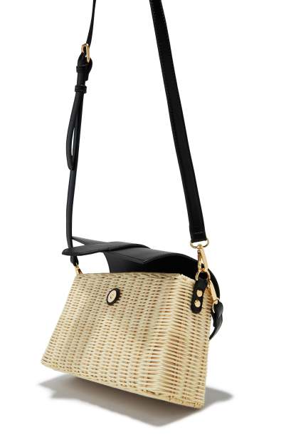 Ysabel Woven Straw Crossbody Bag - Black-Laseno.All Rights Reserved.