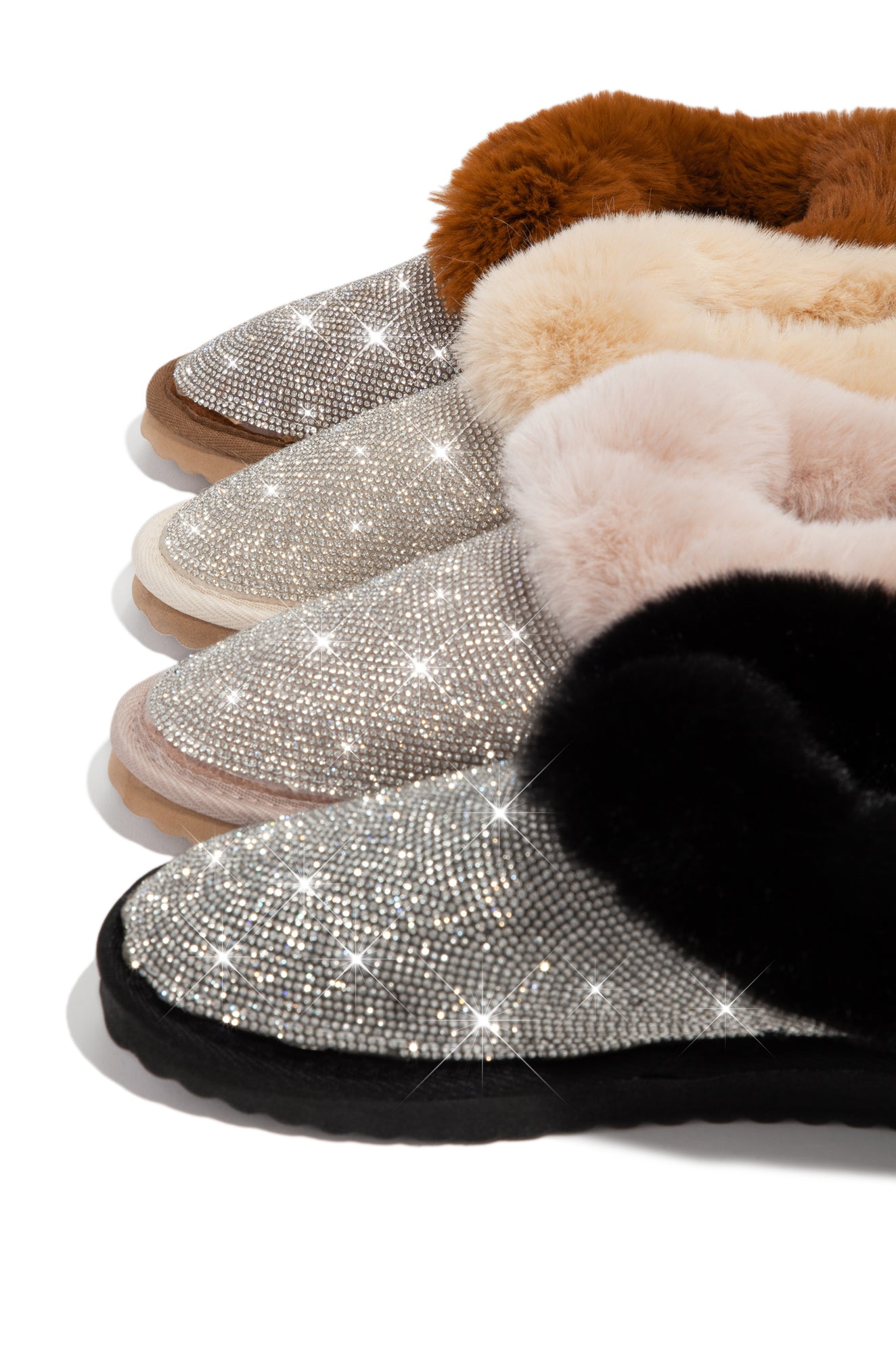 Luxe Status Embellished Faux Fur Boots - Black-Laseno.All Rights Reserved.