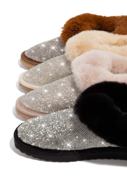 Luxe Status Embellished Faux Fur Boots - Black-Laseno.All Rights Reserved.