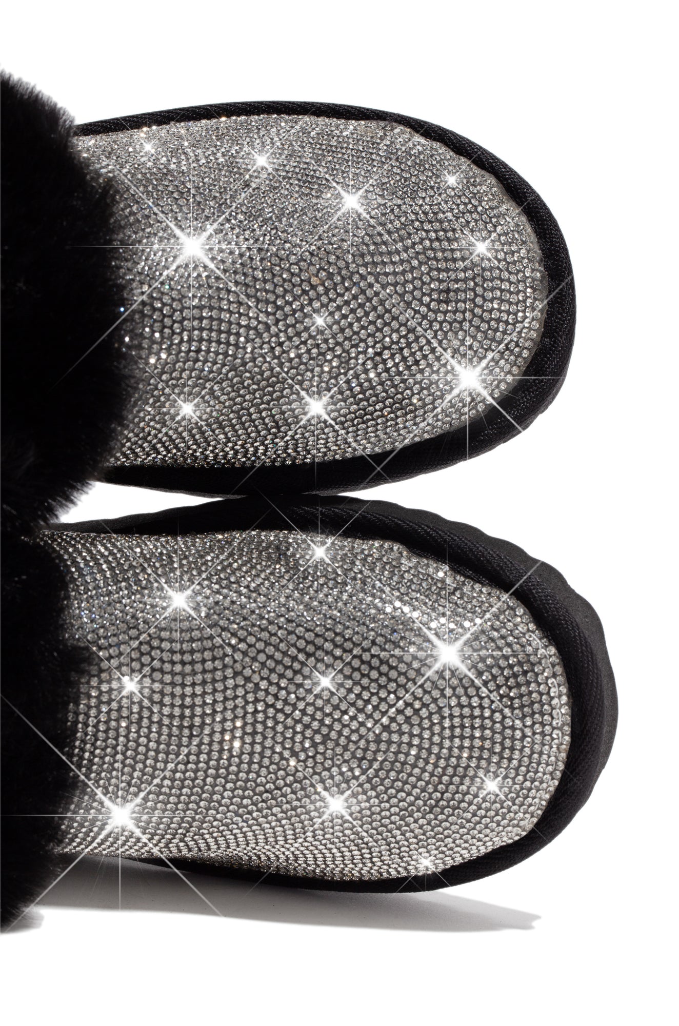 Luxe Status Embellished Faux Fur Boots - Black-Laseno.All Rights Reserved.