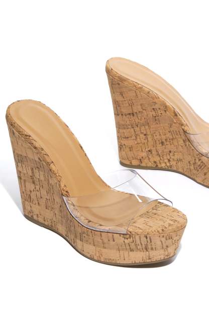 Summer in Cannes Platform Wedge Mules - Cork-Laseno.All Rights Reserved.