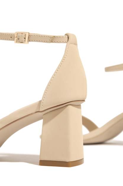 Tamia Block Mid Heels - Nude-Laseno.All Rights Reserved.