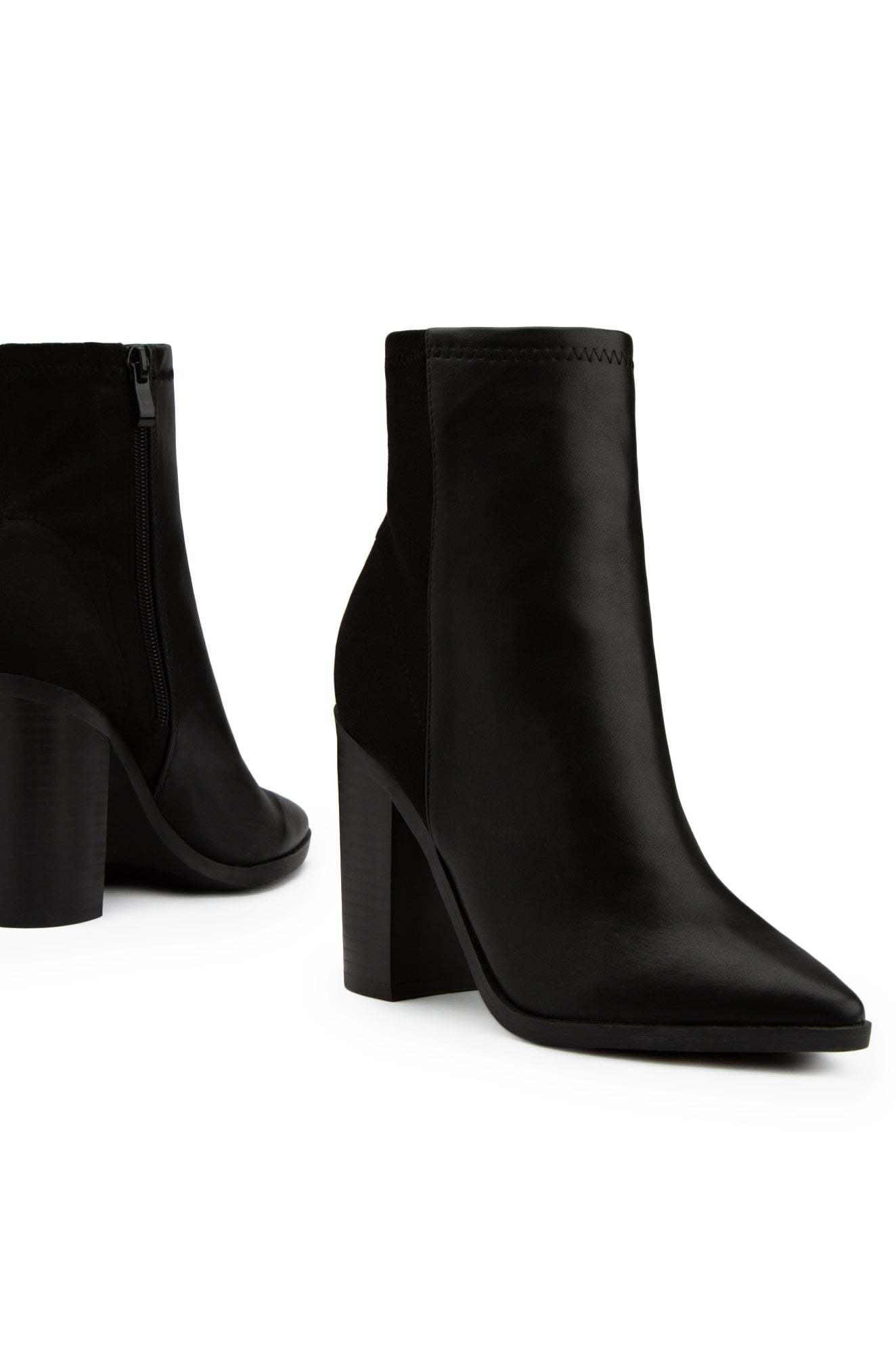 Triumph Block Heel Ankle Boots - Black-Laseno.All Rights Reserved.