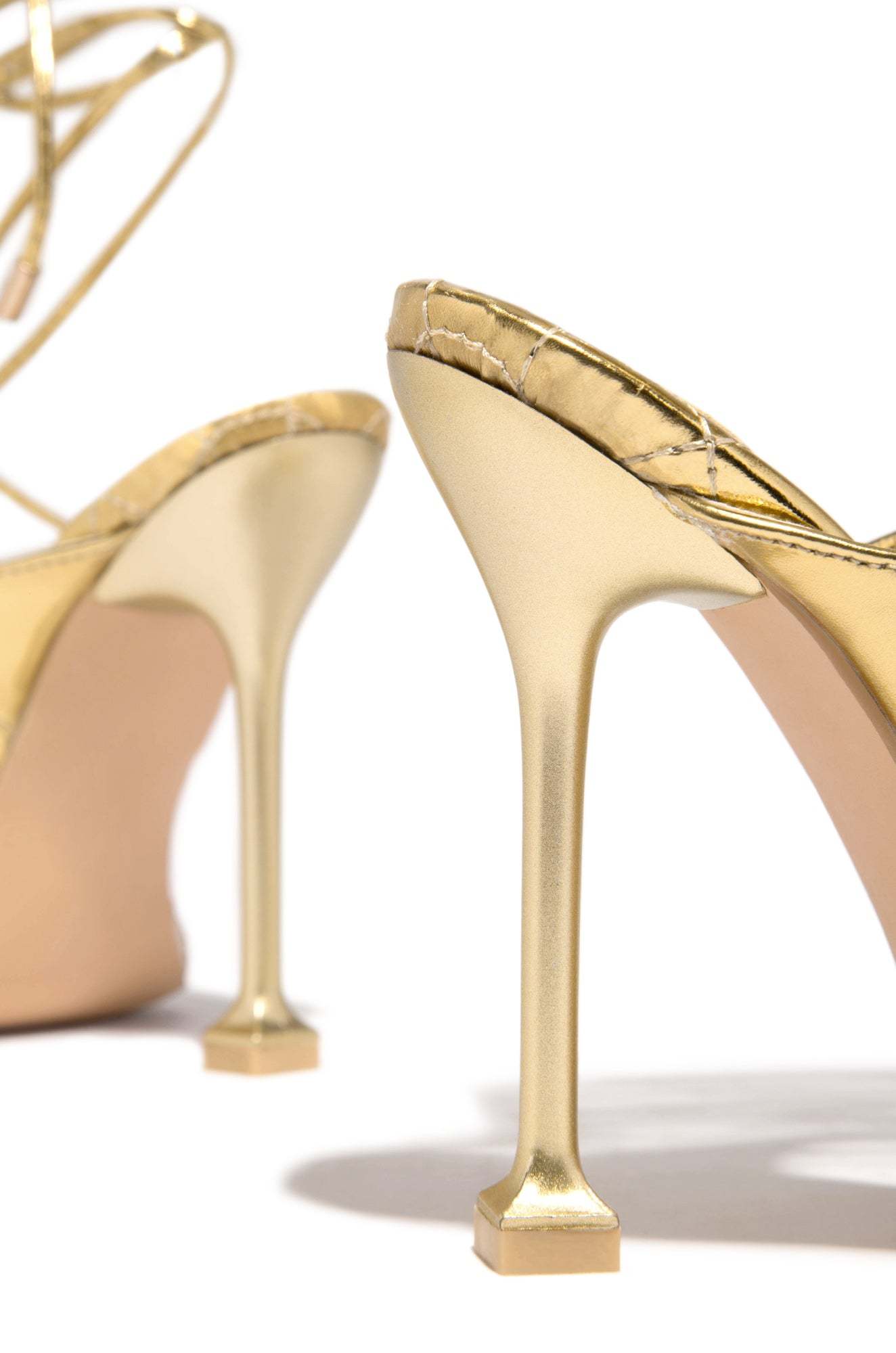 Wine & Dine Lace Up Heels - Gold-Laseno.All Rights Reserved.