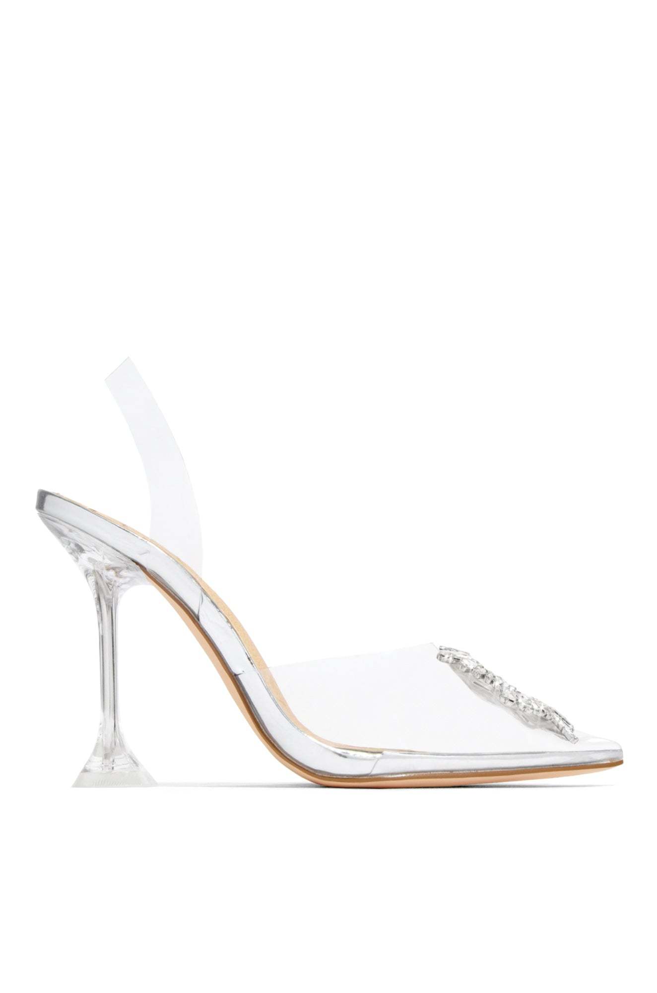 Luxe Affair Embellished Clear Pointed Toe Pumps - Silver-Laseno.All Rights Reserved.
