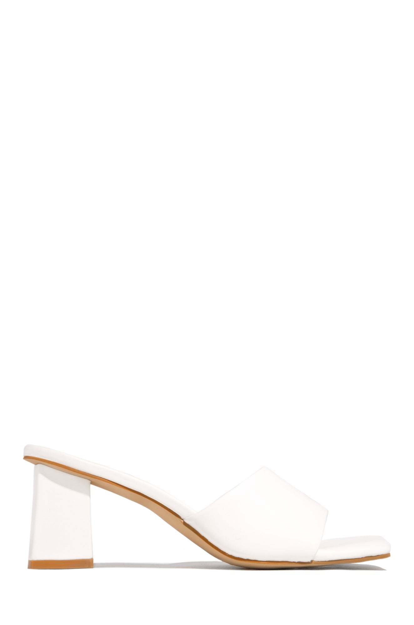 Valentine Block Heel Mules - White-Laseno.All Rights Reserved.