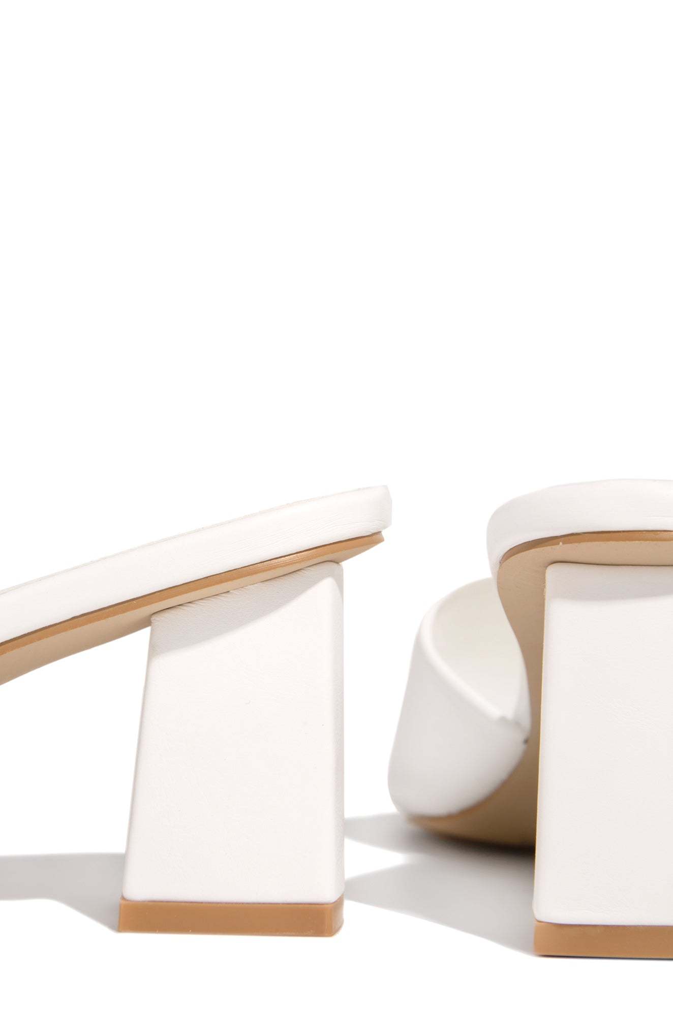 Valentine Block Heel Mules - White-Laseno.All Rights Reserved.
