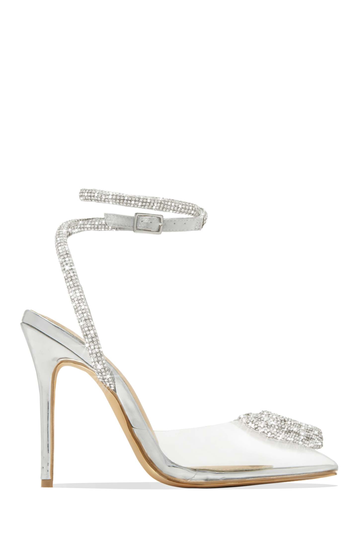 Love Song Heart Embellished Heels - Silver-Laseno.All Rights Reserved.