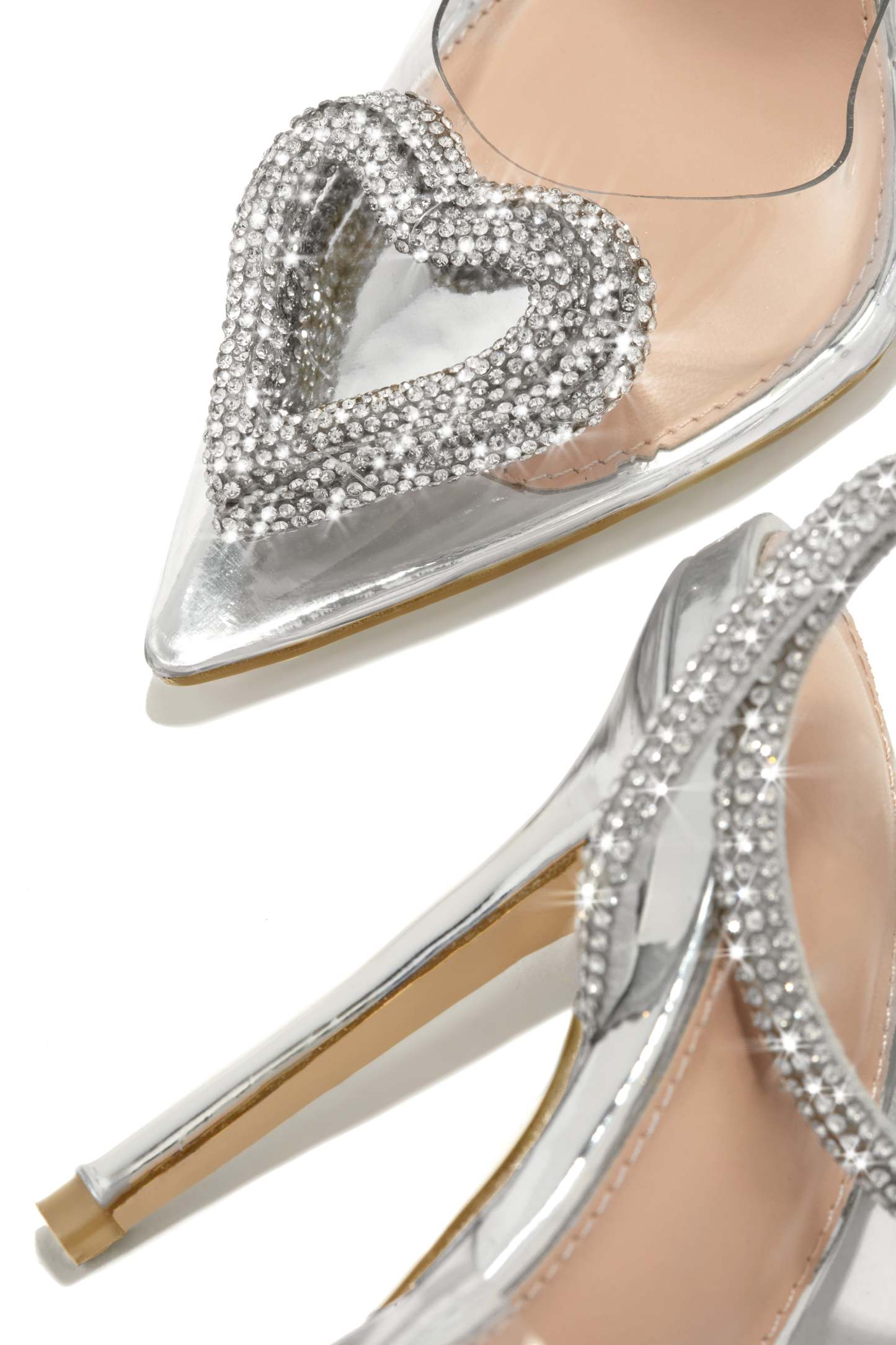 Love Song Heart Embellished Heels - Silver-Laseno.All Rights Reserved.