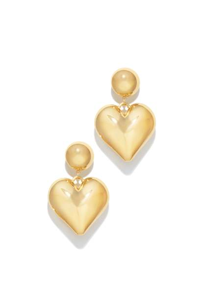 Lovers Paradise Puff Heart Earring - Gold-Laseno.All Rights Reserved.