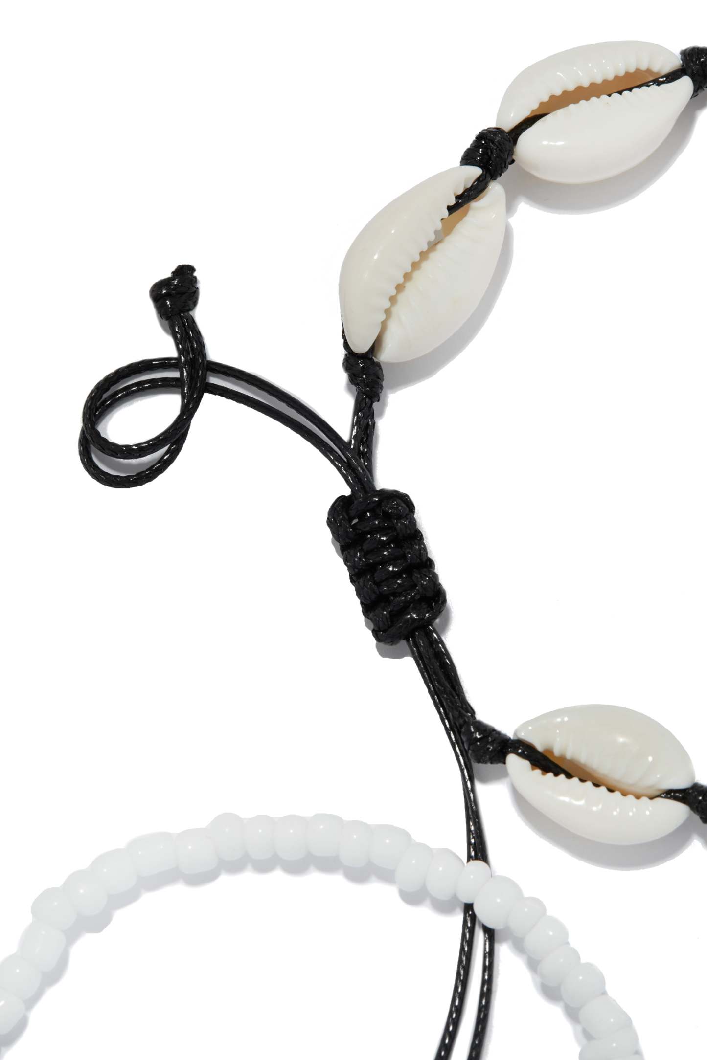 Surf Side Puka Shell Anklet Set - Black-Laseno.All Rights Reserved.