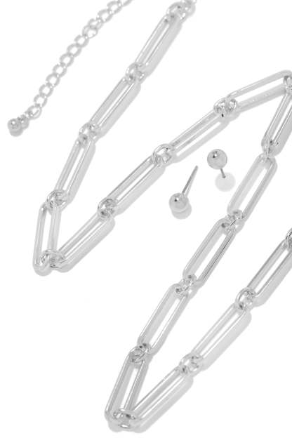 Liandra Chain Link Necklace - Silver-Laseno.All Rights Reserved.