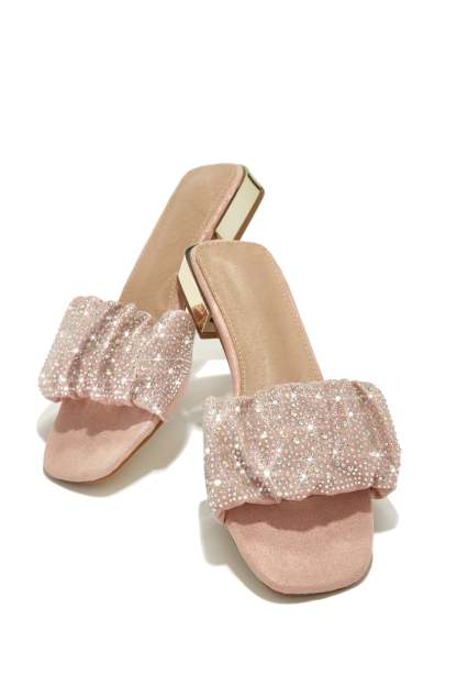 Long Weekend Ready Embellished Slip On Sandals - Pink-Laseno.All Rights Reserved.