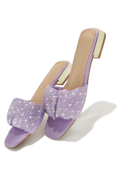 Long Weekend Ready Embellished Slip On Sandals - Lilac-Laseno.All Rights Reserved.