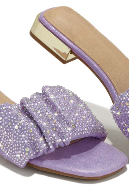 Long Weekend Ready Embellished Slip On Sandals - Lilac-Laseno.All Rights Reserved.