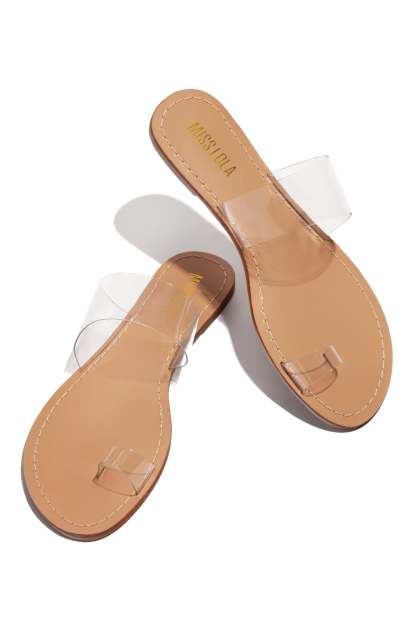 Lucidity Clear Strap Slip On Sandals - Nude-Laseno.All Rights Reserved.