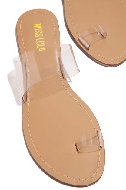 Lucidity Clear Strap Slip On Sandals - Nude-Laseno.All Rights Reserved.
