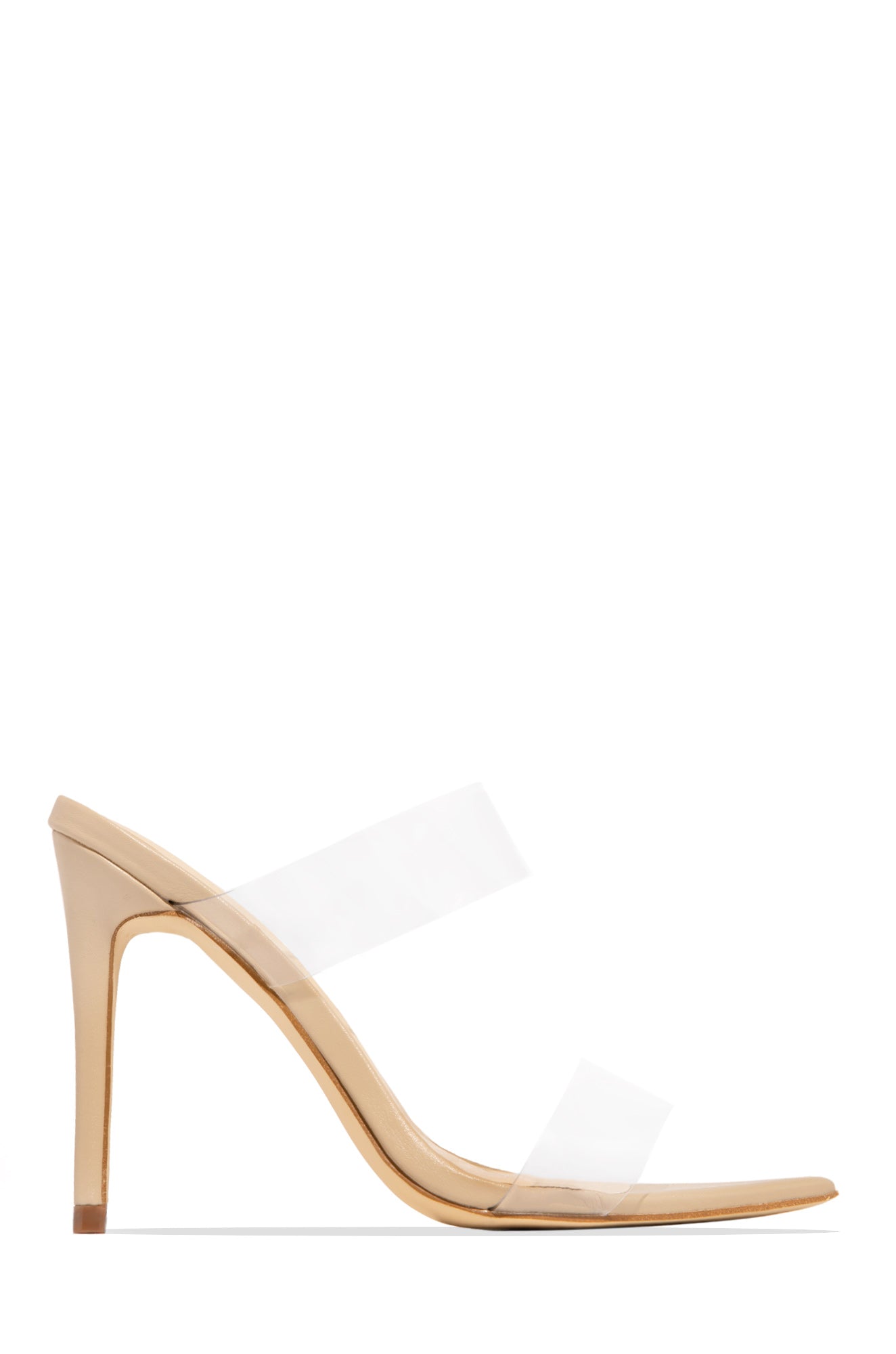 Social Babe Clear Strap High Heel Mules - Gold-Laseno.All Rights Reserved.