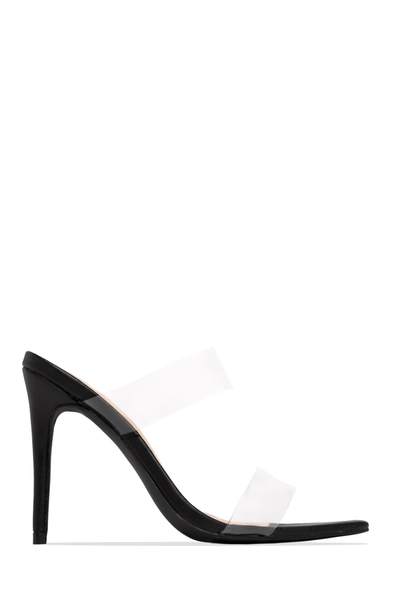 Social Babe Clear Strap High Heel Mules - Gold-Laseno.All Rights Reserved.