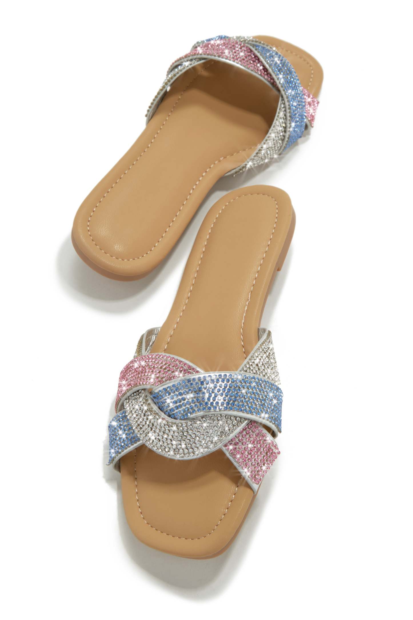 Slip Into Paradise Embellished Slip On Sandals - Pink Multi-Laseno.All Rights Reserved.