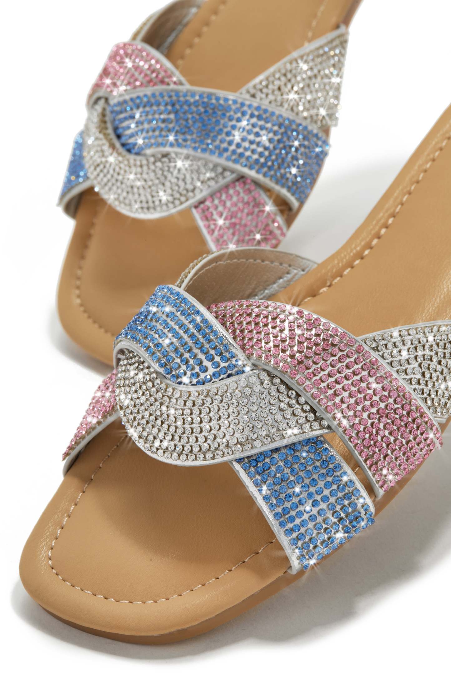 Slip Into Paradise Embellished Slip On Sandals - Pink Multi-Laseno.All Rights Reserved.