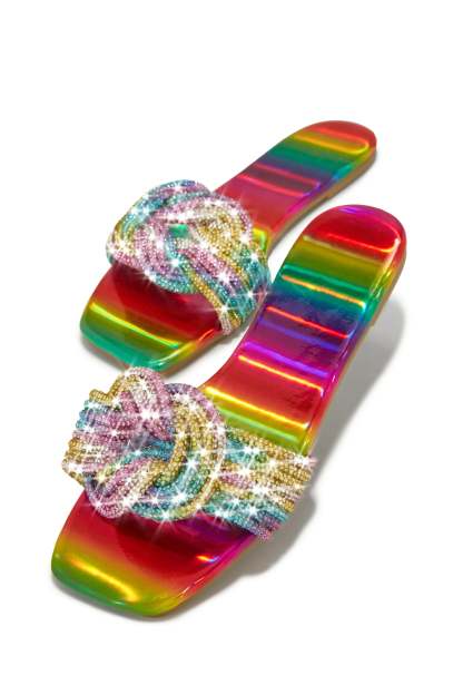 Summer Desires Embellished Slip On Sandals - Multi-Laseno.All Rights Reserved.