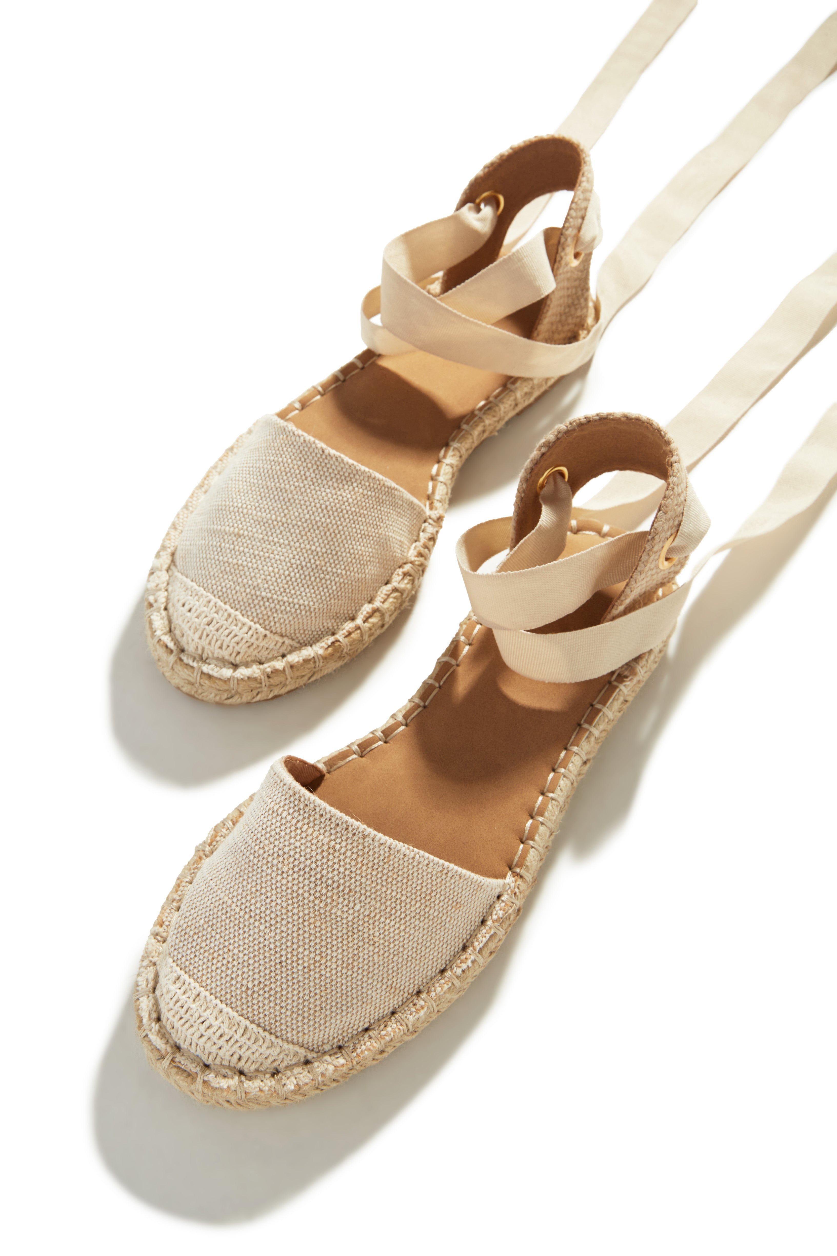 Vacation Sun Lace Up Espadrille Flats - Natural-Laseno.All Rights Reserved.