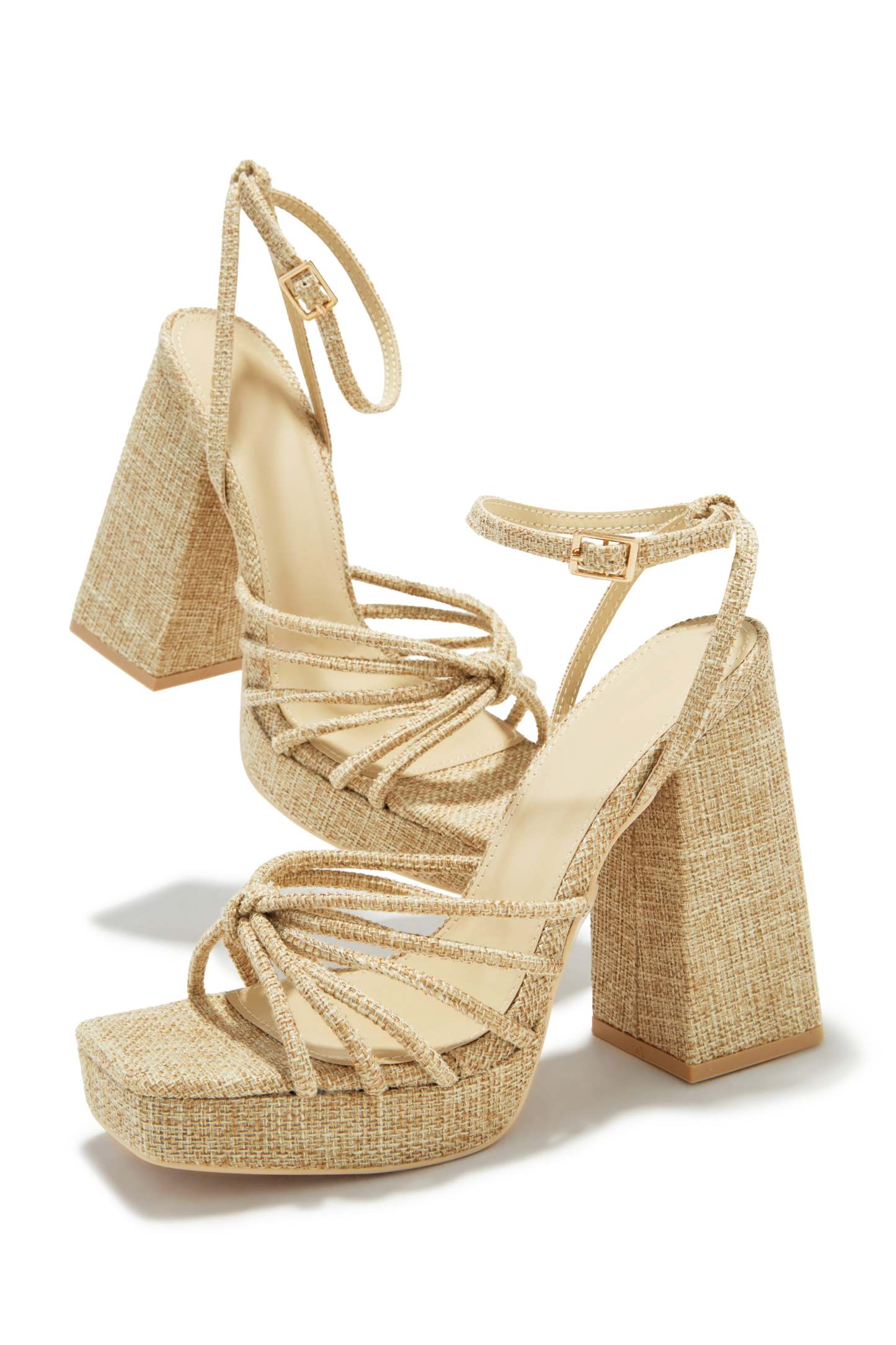 Lelia Platform Block Heels - Natural-Laseno.All Rights Reserved.