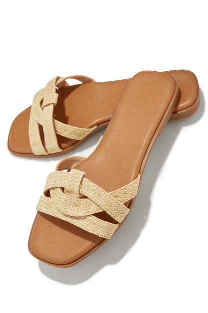 Maile Slip On Sandals - Natural-Laseno.All Rights Reserved.