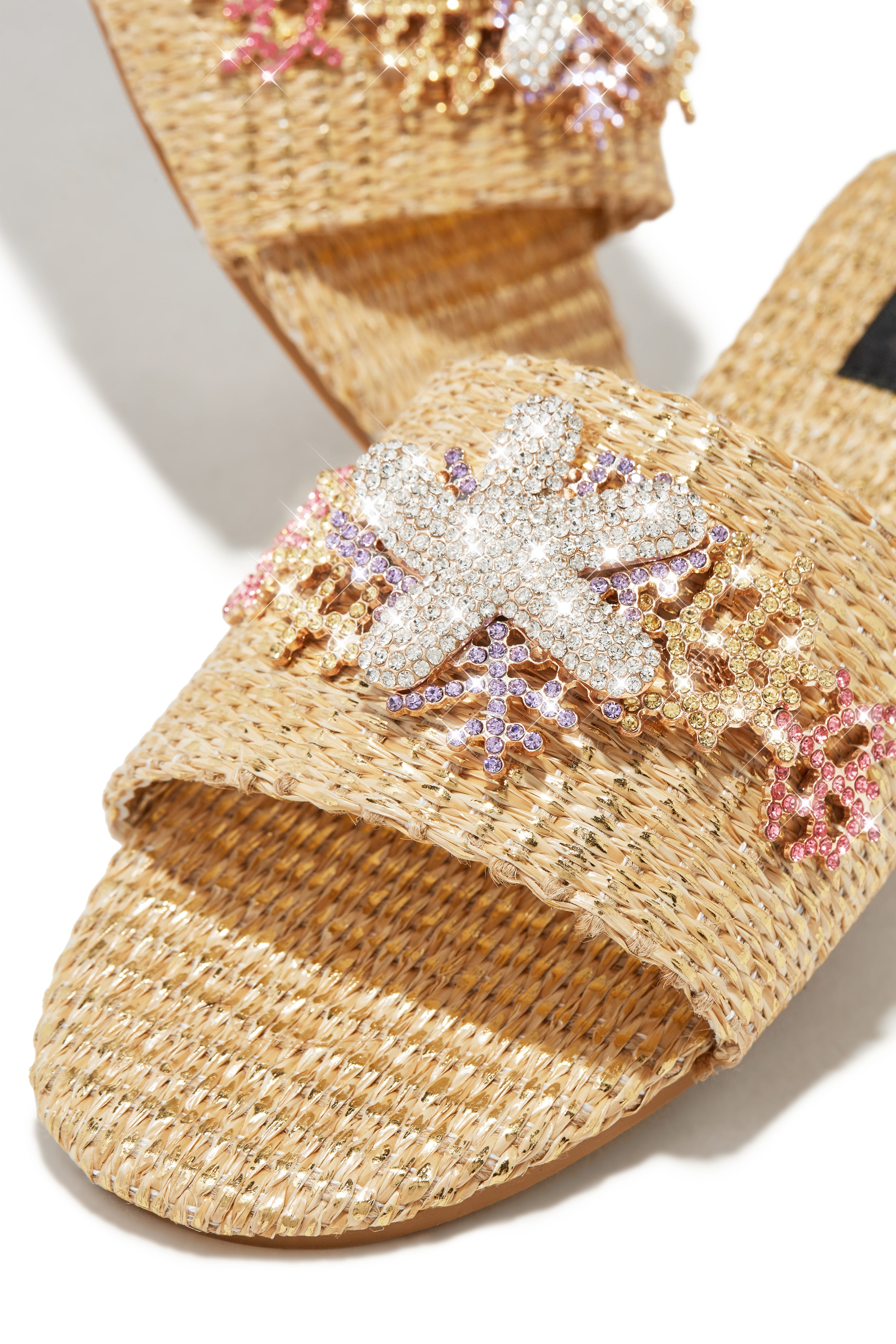 Seaside Muse Embellished Slip On Sandals - Natural-Laseno.All Rights Reserved.
