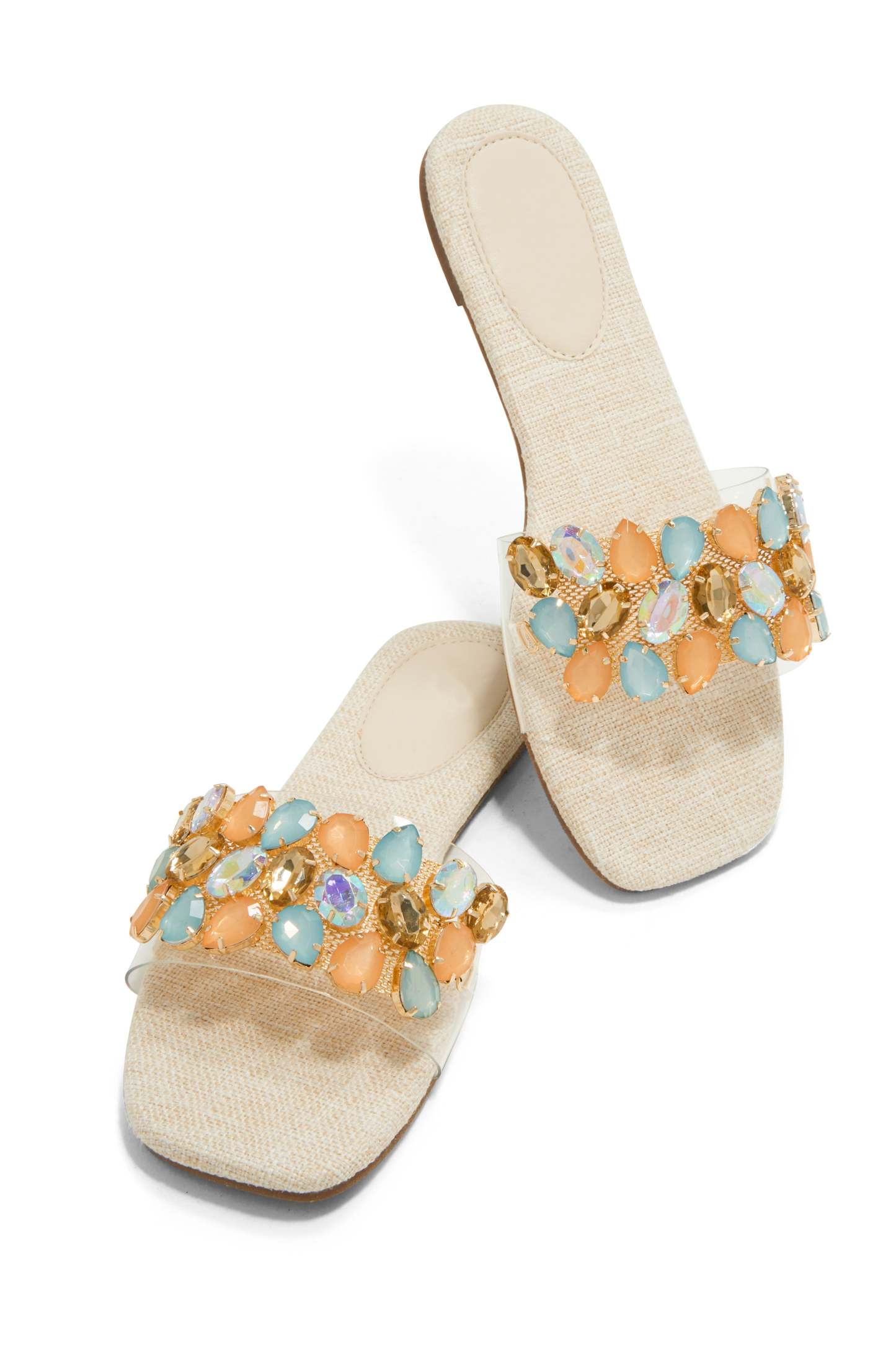 Paradise On Earth Embellished Slip On Sandals - Black-Laseno.All Rights Reserved.