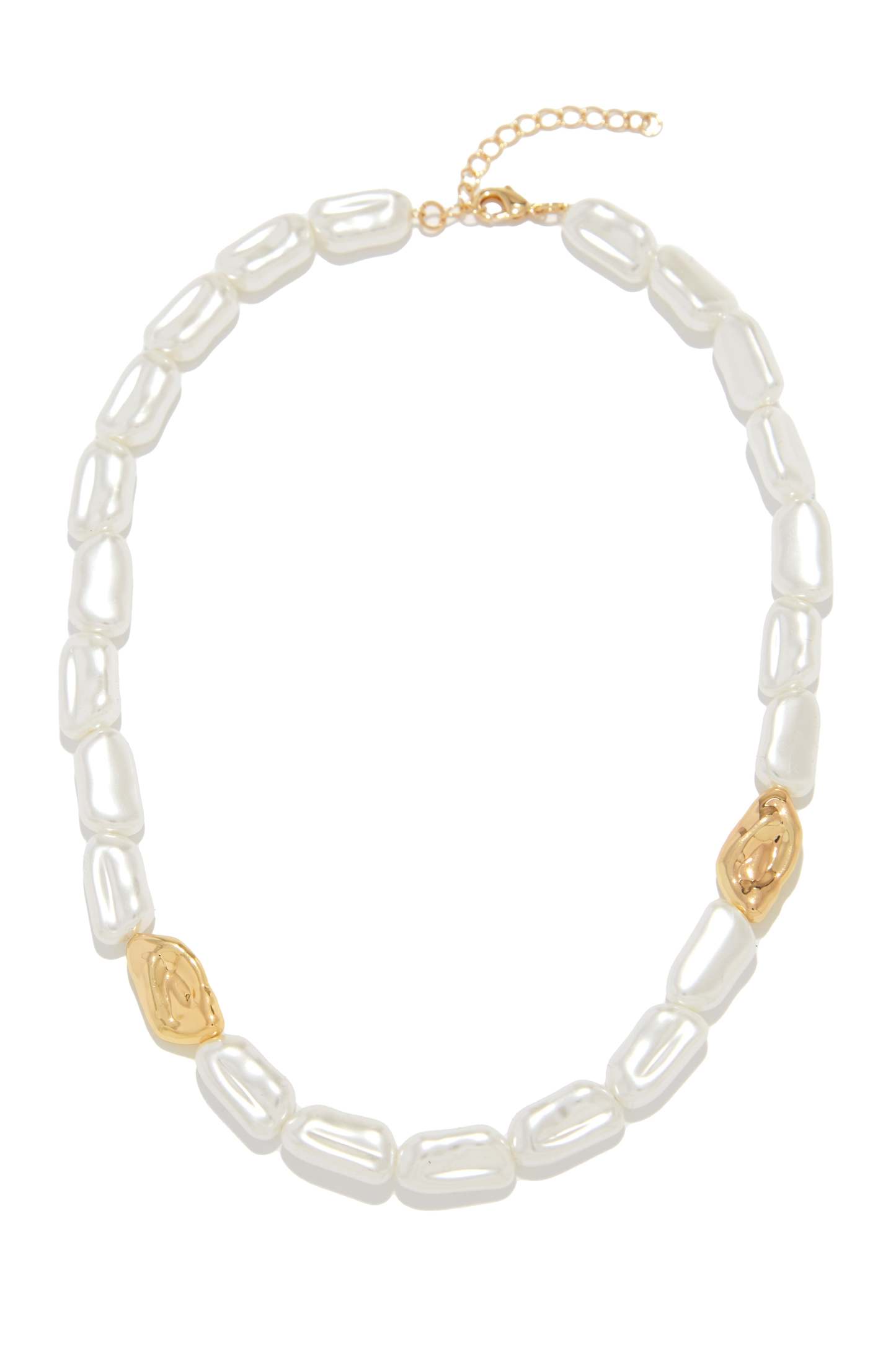 Loriana Faux Pearl Necklace - White-Laseno.All Rights Reserved.