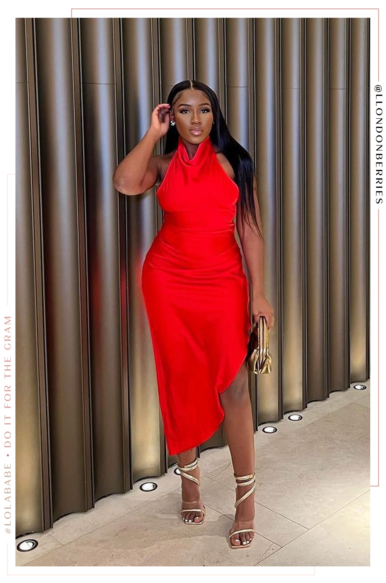 Night Gala Halter Neck Satin Dress - Red-Laseno.All Rights Reserved.