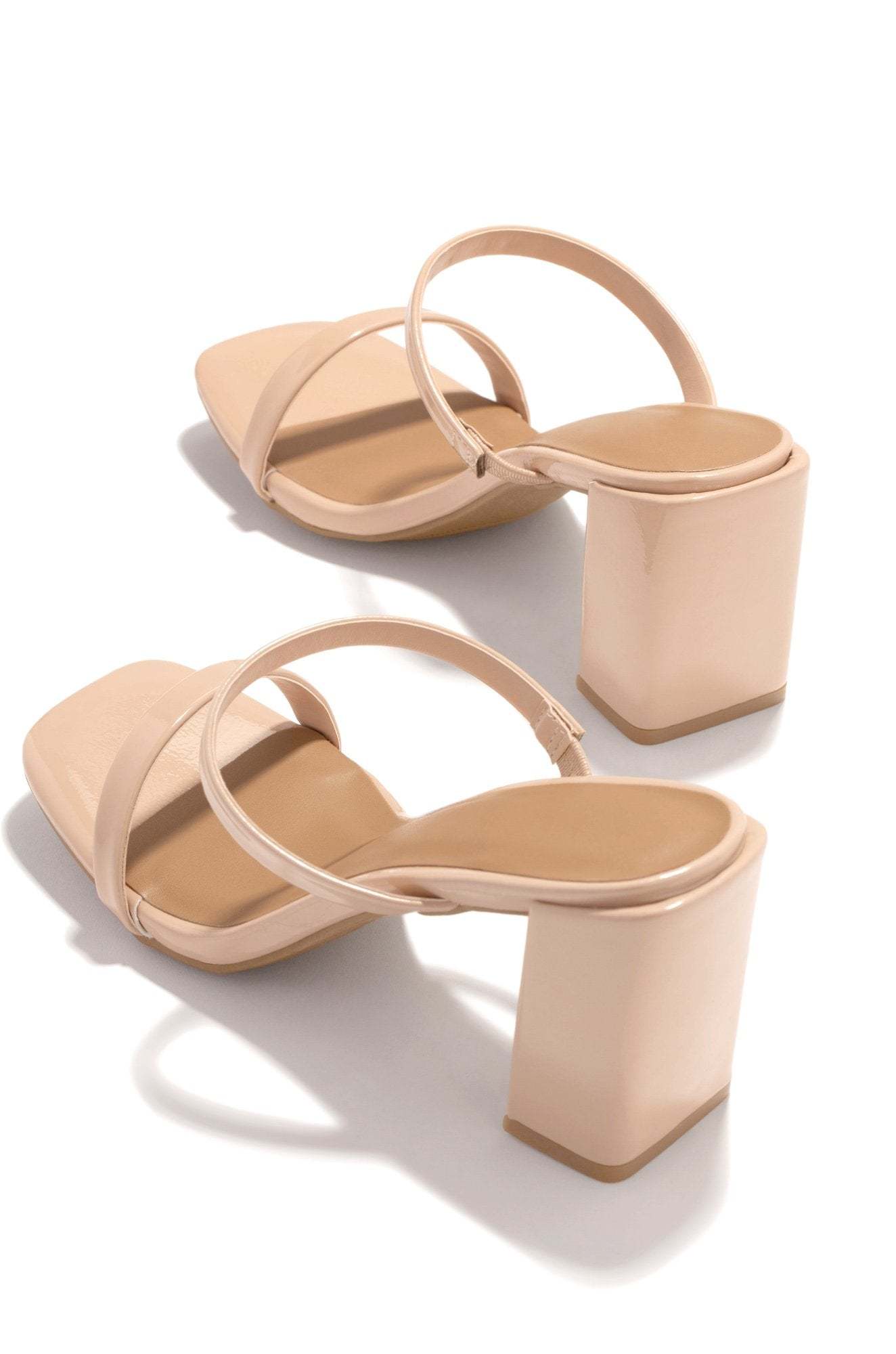 Summer Date Block Heel Mules - Nude Pat-Laseno.All Rights Reserved.