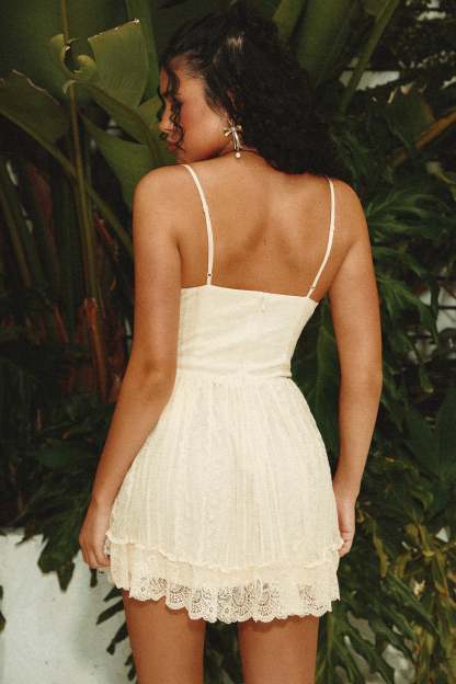 Miranda Lace Mini Dress - Cream-Laseno.All Rights Reserved.