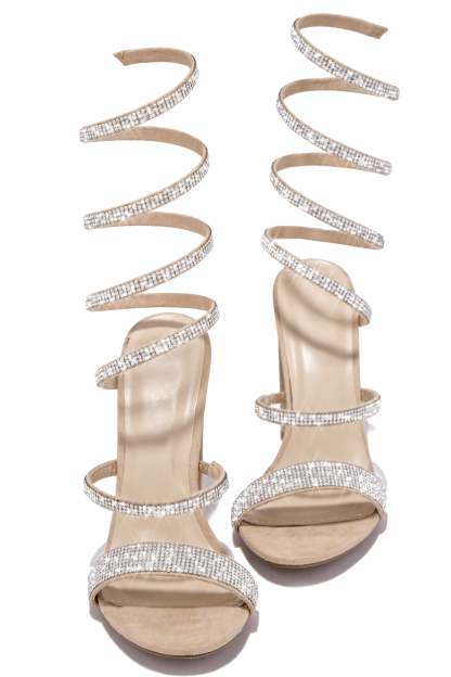 So In Love Embellished Block High Heels - Nude-Laseno.All Rights Reserved.