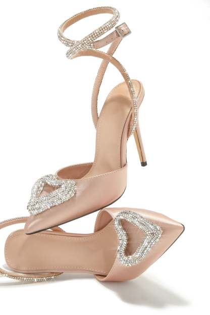 Love Language Embellished Heart Heel Pumps - Nude-Laseno.All Rights Reserved.