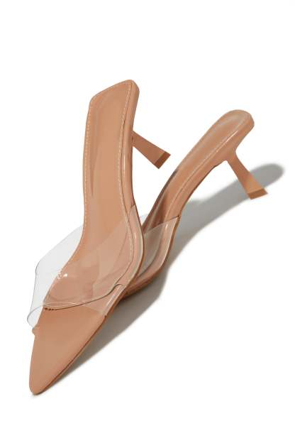 Zarina Mid Heel Mules - Clear-Laseno.All Rights Reserved.
