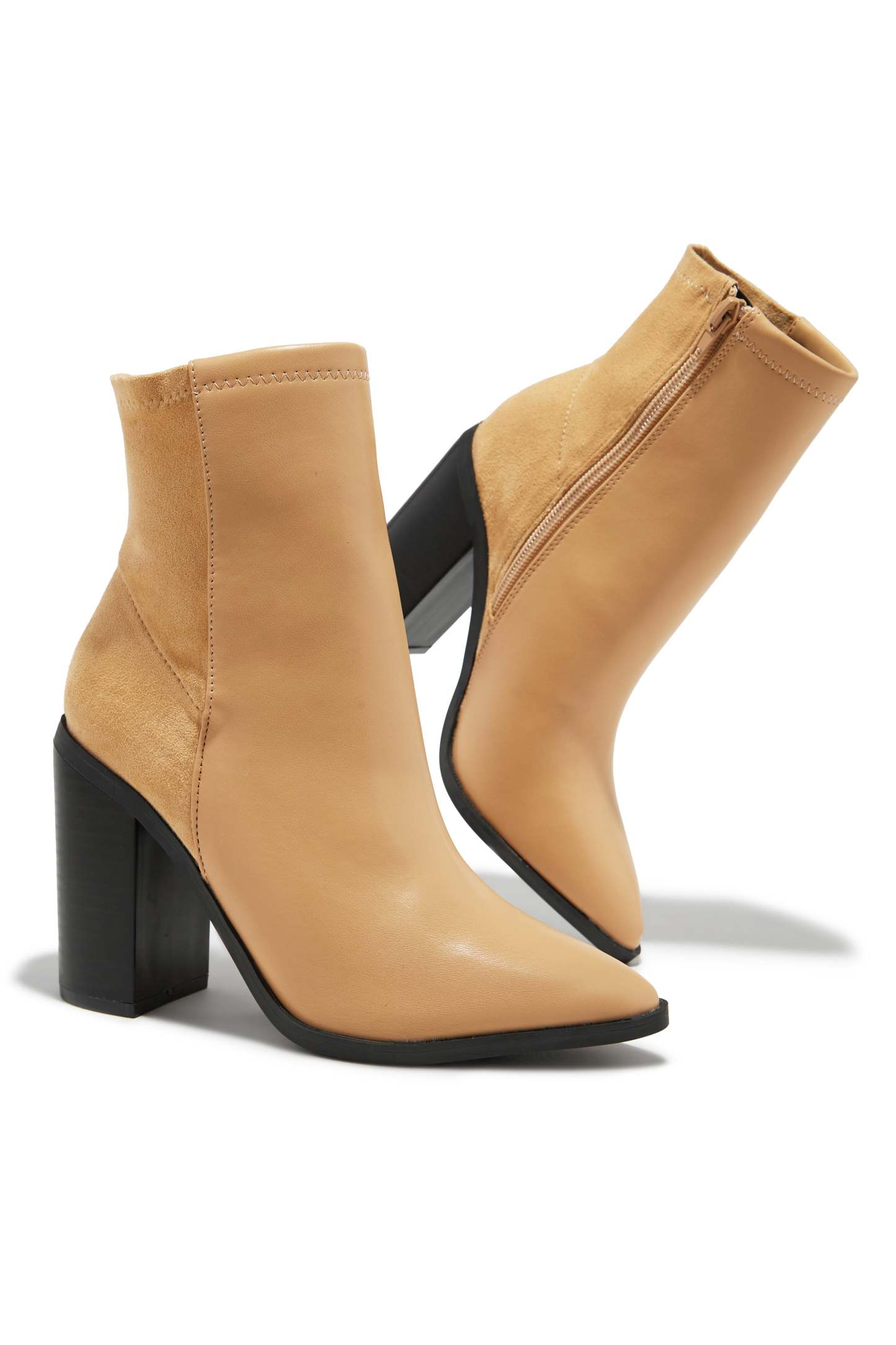 Triumph Block Heel Ankle Boots - Nude-Laseno.All Rights Reserved.